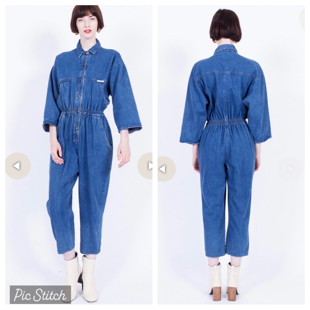 Ideas 1980 Vintage Retro Blue Denim Jumpsuit